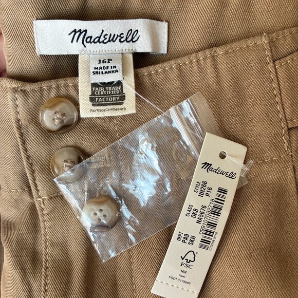 Madewell NWT The Petite Harlow Wide-Leg Pant in Khaki - Size 16P - Picture 8 of 9